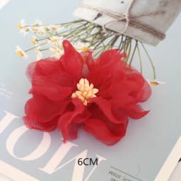 10PCS/Lot Red Series Rose Camellia Chiffon Fabric Flower For Wedding Invitation Artificial Flowers For Dress Decoration