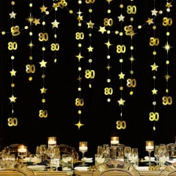 13Ft Gold 75th Happy Birthday Banner Decoration Number 65th Circle Twinkle Star Garland Mirror Paper Hanging Streamer Bunting