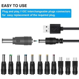 Universal 12V Car Charger(Max 10A) + 5V DC Power Cable,with 11 Connectors for DVD Player,Dash Camera,GPS,Bluetooth Speakers