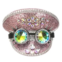 Corzzet Luxury Silver Sequined & Diamonds Club Party Rave Rock Cosplay Accessories Steampunk Military Hat Masquerade Costumes