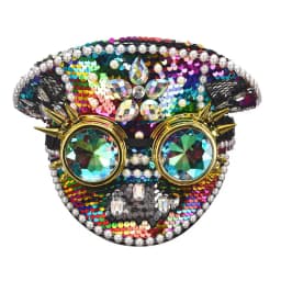 Corzzet Luxury Silver Sequined & Diamonds Club Party Rave Rock Cosplay Accessories Steampunk Military Hat Masquerade Costumes
