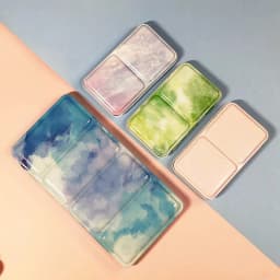 Empty Watercolor Palette Tin Color Mixing Palette Paint Storage Box Iron Paint Tray with Half/Full Pans For Painting