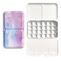 Empty Watercolor Palette Tin Color Mixing Palette Paint Storage Box Iron Paint Tray with Half/Full Pans For Painting