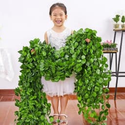 210cm Artificial Ivy Green Leaf Vine Silk Wall Hanging Garland Home Garden DIY Decoration Wedding Party Fake Plant Flower Wreath