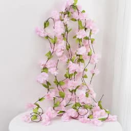 2.2m Artificial Flower String with Leaves Silk Cherry Blossom Rose Ivy Vines Living Room Garden Wedding Garland Arch Decoration