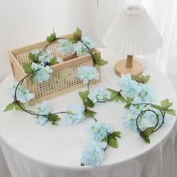 2.2m Artificial Flower String with Leaves Silk Cherry Blossom Rose Ivy Vines Living Room Garden Wedding Garland Arch Decoration