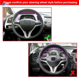 For Honda Civic 8th MK8 2005 2006 2007 2008 2009 2010 2011 Hand-stitched Perforated Leather Steering Wheel Braid Protect Cover
