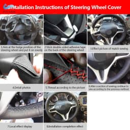 For Honda Civic 8th MK8 2005 2006 2007 2008 2009 2010 2011 Hand-stitched Perforated Leather Steering Wheel Braid Protect Cover