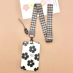 1 Pcs Simple Black And White Flowers Card Holder Campus Student Card Work Permit Bank Card Bus Card ABS Plastic Card Cover