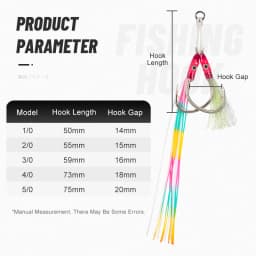 TEASER 5pairs Double Eyes Jig Hook Slow Jigging Hook Colorful Feathers Hook Fishing Jighook Assis Hooks Saltwater Pike Fishhooks