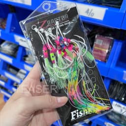 TEASER 5pairs Double Eyes Jig Hook Slow Jigging Hook Colorful Feathers Hook Fishing Jighook Assis Hooks Saltwater Pike Fishhooks
