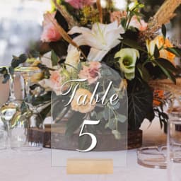 10Pcs Acrylic Wedding Table Number Sign DIY Blank Clear Display Signs with Wooden Base for Wedding Party Event Table Decoration