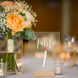 10Pcs Acrylic Wedding Table Number Sign DIY Blank Clear Display Signs with Wooden Base for Wedding Party Event Table Decoration