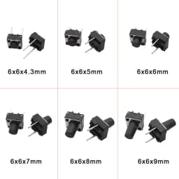 20/50Pcs Black 6 x 6mm Micro Tactile Switch Momentary Tact Switch 6*6*4.3mm/5mm/6mm/7mm/8mm/9mm Middle 2Pin Push Button Switches