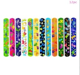 12pcs Cartoon Dinosaur Slap Bracelets Gifts Dinosaur Party Decoration Kids Boys Happy Jungle Safari Dino Birthday Party Favors