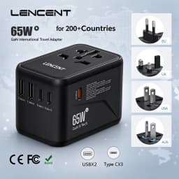 LENCENT 65W/45W/30W GaN Universal Travel Adapter with USB-A and Type C Fast Charging Power Adapter EU/UK/USA/AUS Plug for Travel