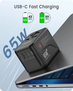 LENCENT 65W/45W/30W GaN Universal Travel Adapter with USB-A and Type C Fast Charging Power Adapter EU/UK/USA/AUS Plug for Travel