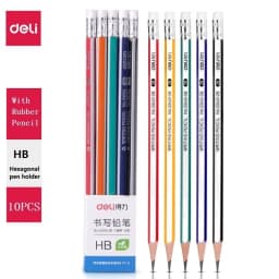 Deli 10pc/Lot 2B HB Wooden Pencil Lapices with Eraser for Student Children Drawing Writing Lapiz for School Stationery Supplies