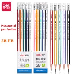 Deli 10pc/Lot 2B HB Wooden Pencil Lapices with Eraser for Student Children Drawing Writing Lapiz for School Stationery Supplies