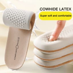 Latex Insole for Feet Leather Shoe Sole Inserts Soft Cowhide Sports Shock Absorbing Plantar Fasciitis Template Insoles for Shoes