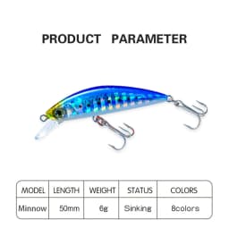 50mm 6g Fishing Lure Hardcore LG Heavy Minnow 50S Wobbler Sinking Jerkbait Swimbait Artificial Hard Bait Trout Bait Bass Bait