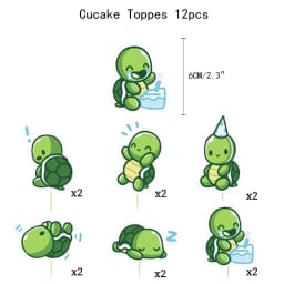 Cartoon Turtle Birthday Decoration Lovely Turtle Balloons Banners Cake Decor Kids Boys Girls Happy Turtle Birthday Party Decors