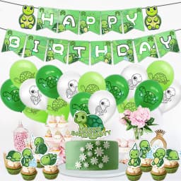 Cartoon Turtle Birthday Decoration Lovely Turtle Balloons Banners Cake Decor Kids Boys Girls Happy Turtle Birthday Party Decors