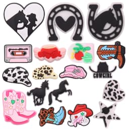 1-18pcs Boots Cowboy Hat Cactus Boys Girls Shoe Charms for Bracelets Sandals PVC Adult Shoes Button Accessories