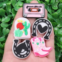 1-18pcs Boots Cowboy Hat Cactus Boys Girls Shoe Charms for Bracelets Sandals PVC Adult Shoes Button Accessories