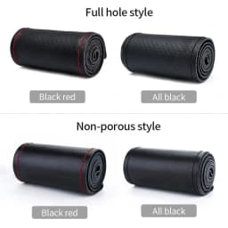 Genuine Leather Steering Wheel Cover Anti-Slip Braiding Cover For Steering Wheel Cowhide 37cm-38cm Steering Wheel Protector