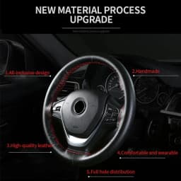 Genuine Leather Steering Wheel Cover Anti-Slip Braiding Cover For Steering Wheel Cowhide 37cm-38cm Steering Wheel Protector