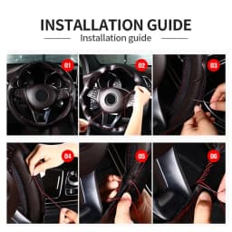 Genuine Leather Steering Wheel Cover Anti-Slip Braiding Cover For Steering Wheel Cowhide 37cm-38cm Steering Wheel Protector