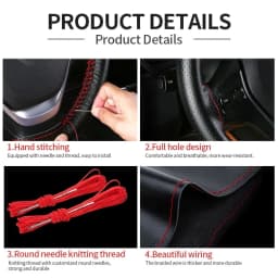 Genuine Leather Steering Wheel Cover Anti-Slip Braiding Cover For Steering Wheel Cowhide 37cm-38cm Steering Wheel Protector