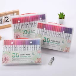 Double-Head Washable Color Marker Set Soft Fiber Brush Pen Fine Nib Art Supplies for Artist Korean Stationery School Supplies