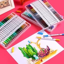 Double-Head Washable Color Marker Set Soft Fiber Brush Pen Fine Nib Art Supplies for Artist Korean Stationery School Supplies