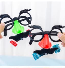 Funny Clown Nose Mustache Glasses Whistle Costume Ball Round Frame False Nose Blow Out Dragon Joke Trick Party Favors Toys