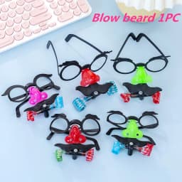 Funny Clown Nose Mustache Glasses Whistle Costume Ball Round Frame False Nose Blow Out Dragon Joke Trick Party Favors Toys