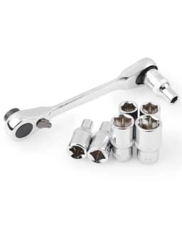 STONEGO Mini Double Headed Ratchet Wrench 1/4 Inch Drive Socket and Screwdriver Bit Driver Quick Release Ratchet Wrench