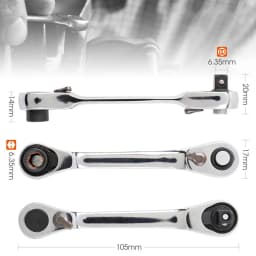 STONEGO Mini Double Headed Ratchet Wrench 1/4 Inch Drive Socket and Screwdriver Bit Driver Quick Release Ratchet Wrench