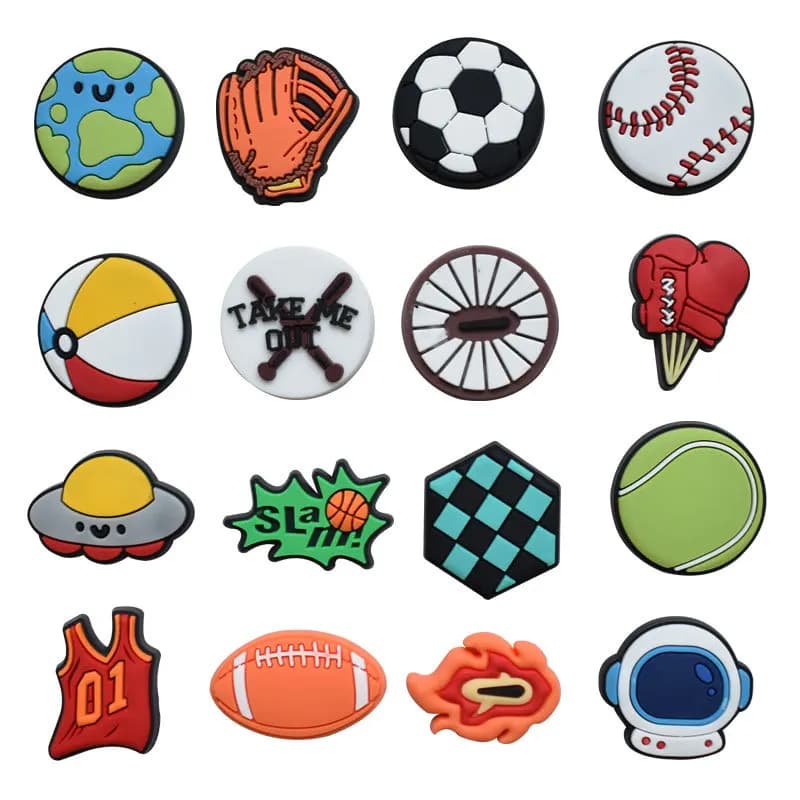 2pcs PVC shoe Charms Garden Shoe Decoration baseball football Buckle for box bag pins clog Accessories Wristband man boy Gifts
