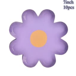 10pcs Daisy Disposable Tableware Colorful Daisy Plates For Wedding Decoration Kids Daisy Themed Happy Birthday Party Supplies
