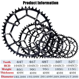 VXM Narrow Wide Chainring 104 BCD with Bolts 30T-52T MTB Chain Ring Oval / Round Coroa 104bcd 38 36 Teeth 8v 9v 10v 11v 12v