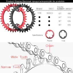 VXM Narrow Wide Chainring 104 BCD with Bolts 30T-52T MTB Chain Ring Oval / Round Coroa 104bcd 38 36 Teeth 8v 9v 10v 11v 12v