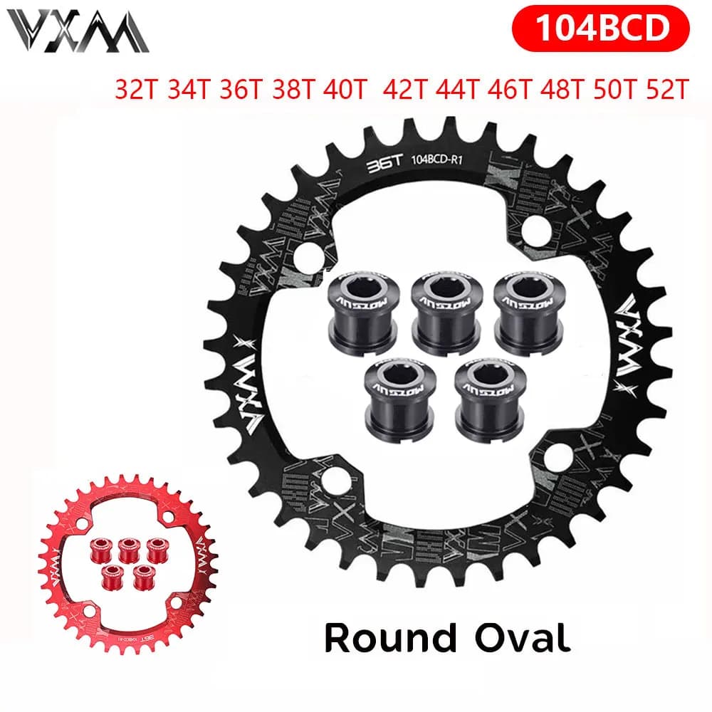 VXM Narrow Wide Chainring 104 BCD with Bolts 30T-52T MTB Chain Ring Oval / Round Coroa 104bcd 38 36 Teeth 8v 9v 10v 11v 12v
