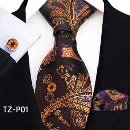 Floral Blue Ties For Men Wedding Party Business Man Tie Handkerchief Brooch Cufflinks Set Men Accessories Gravata