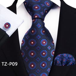 Floral Blue Ties For Men Wedding Party Business Man Tie Handkerchief Brooch Cufflinks Set Men Accessories Gravata