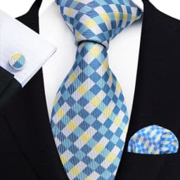 Floral Blue Ties For Men Wedding Party Business Man Tie Handkerchief Brooch Cufflinks Set Men Accessories Gravata