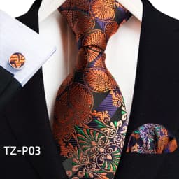 Floral Blue Ties For Men Wedding Party Business Man Tie Handkerchief Brooch Cufflinks Set Men Accessories Gravata