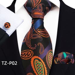 Floral Blue Ties For Men Wedding Party Business Man Tie Handkerchief Brooch Cufflinks Set Men Accessories Gravata
