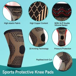 Copper Knee Brace for Arthritis Pain & Support - Copper Knee Sleeve for Knee Pain Compression Sleeve for Sports, Knee Pain Relie